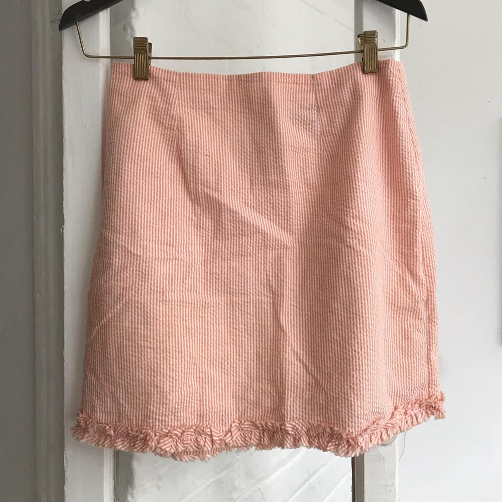 Just Madras: Salmon Seersucker Skirt